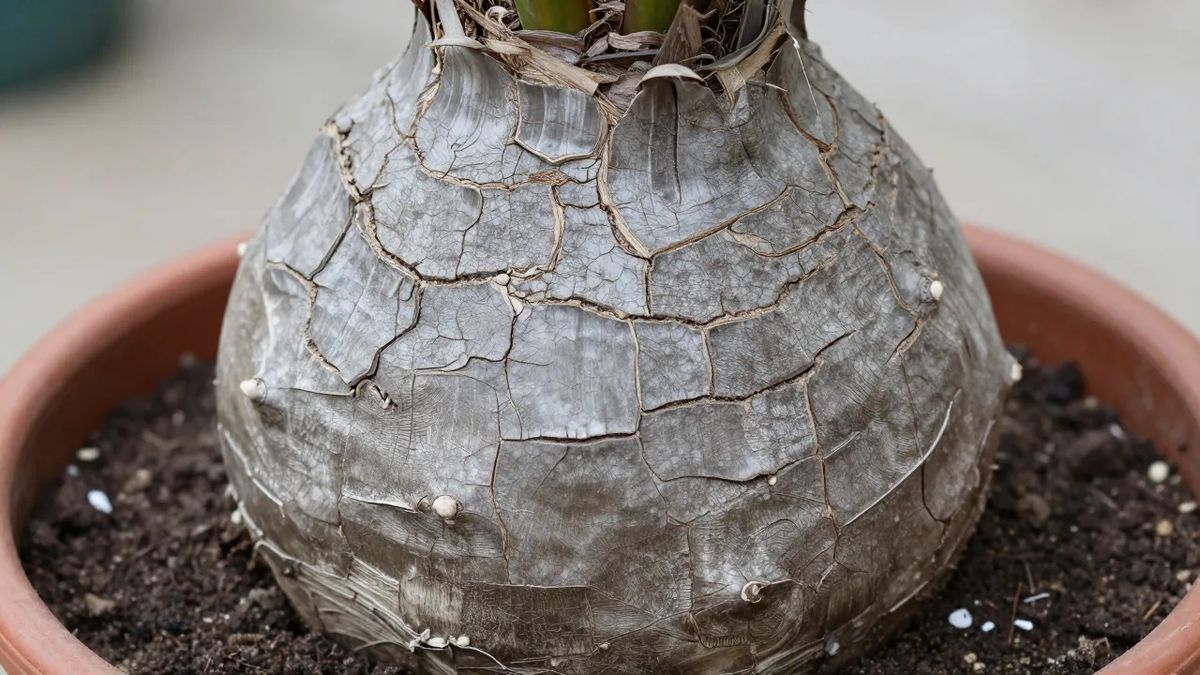 Caudex bojudo da pata-de-elefante, a base que armazena água