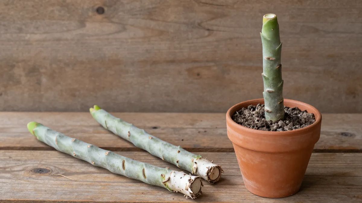 Estaca grossa de jasmim manga com base calejada plantada em substrato drenante