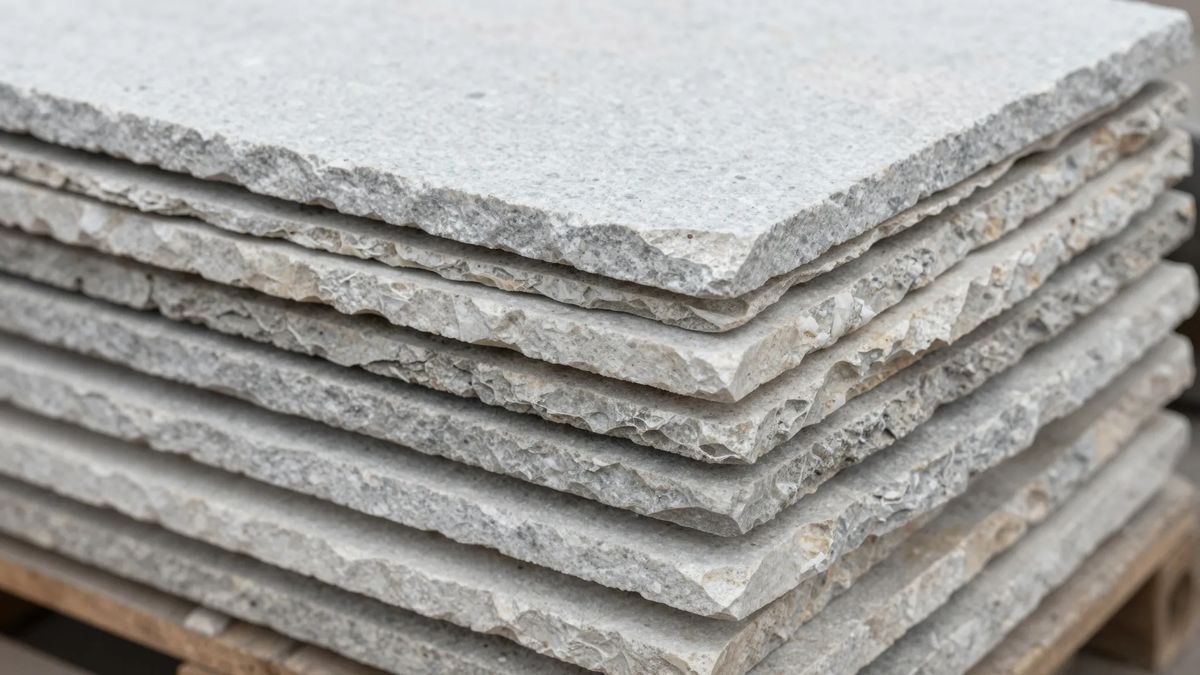 Pilha de lascas de quartzito com bordas irregulares e espessuras diferentes entre as placas
