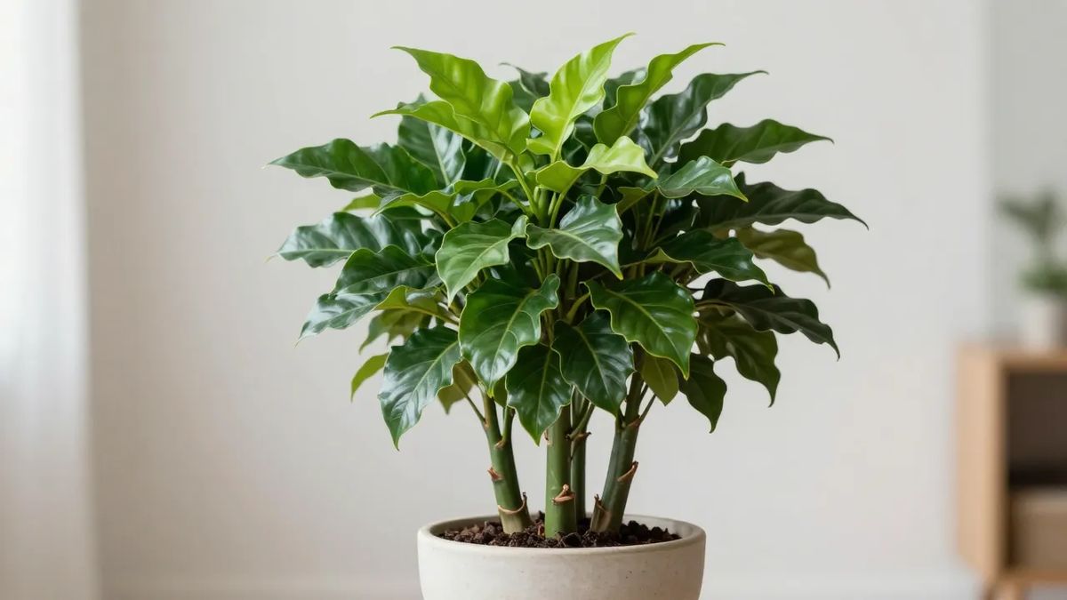 Planta-da-felicidade, arbusto de interior de folhagem densa