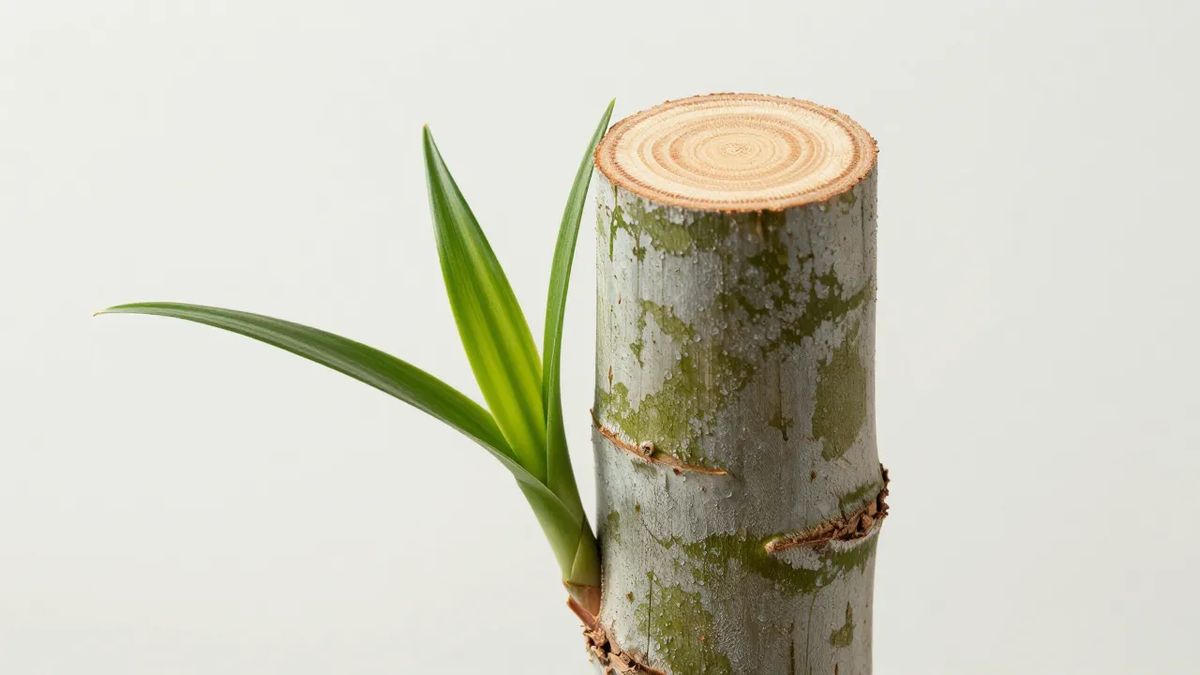 Brotos novos saindo do tronco da dracena logo abaixo do corte