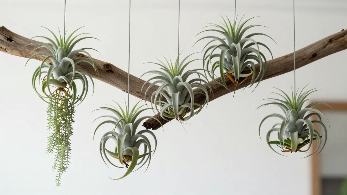 Tillandsias, as plantas aéreas, expostas sem vaso nem substrato