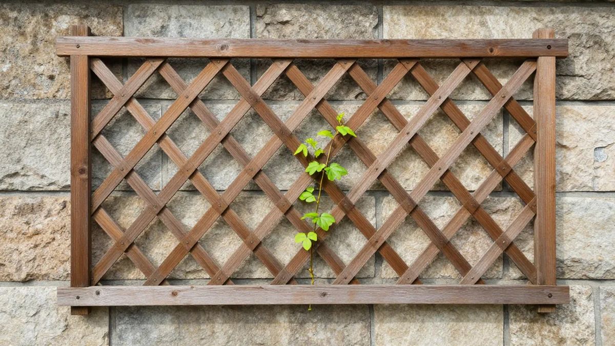 Treliça instalada com vão de ar entre a madeira e o muro